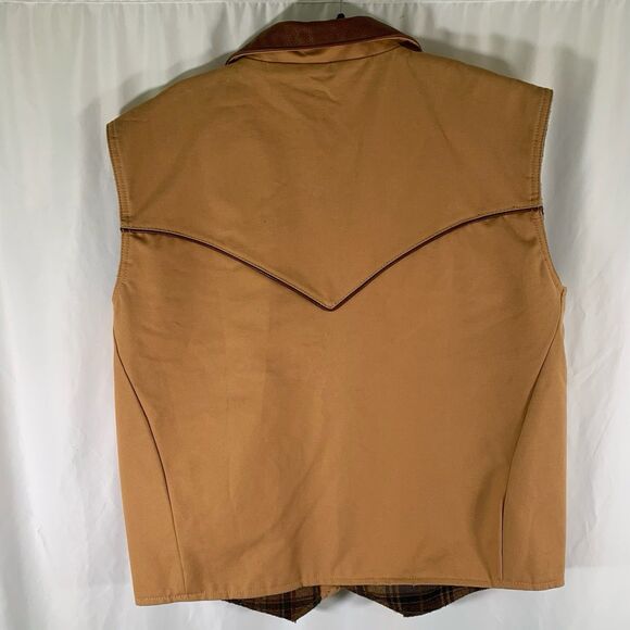 Schaefer Outfitter Vest Men's Large Brown Full Zip Snap Front Pockets Made USA - Picture 5 of 8